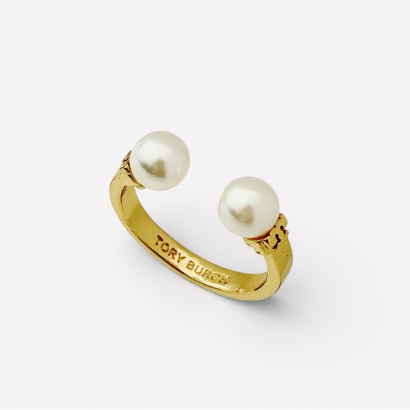 Tory Burch Jewelry - Tory Burch Gold-Tone Pearl Open Ring